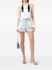 Elisabetta Franchi Cotton Jumpsuit — Ivory Bow Tie (New)