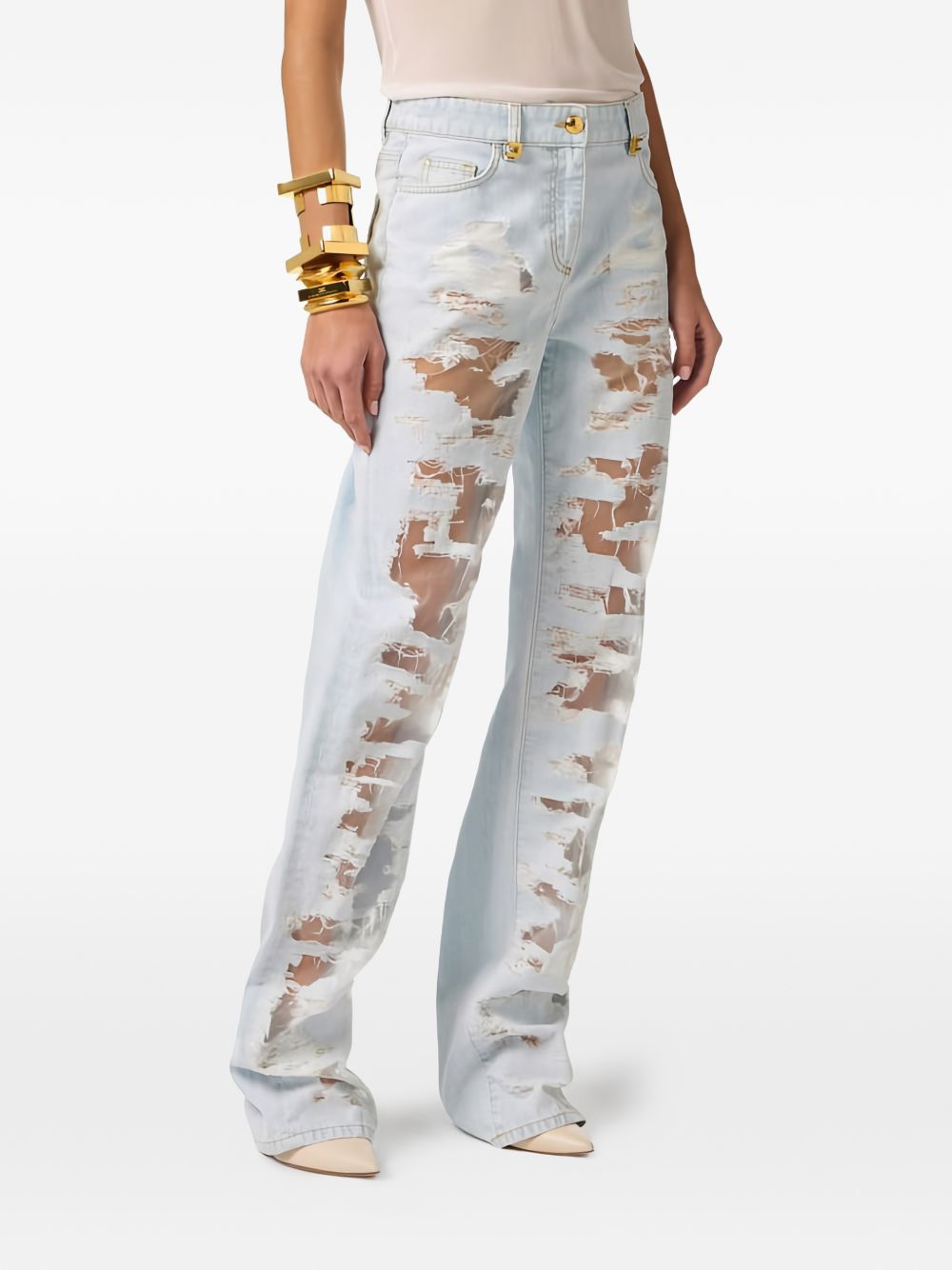 Elisabetta Franchi Denim Jeans — Light Blue Palazzo