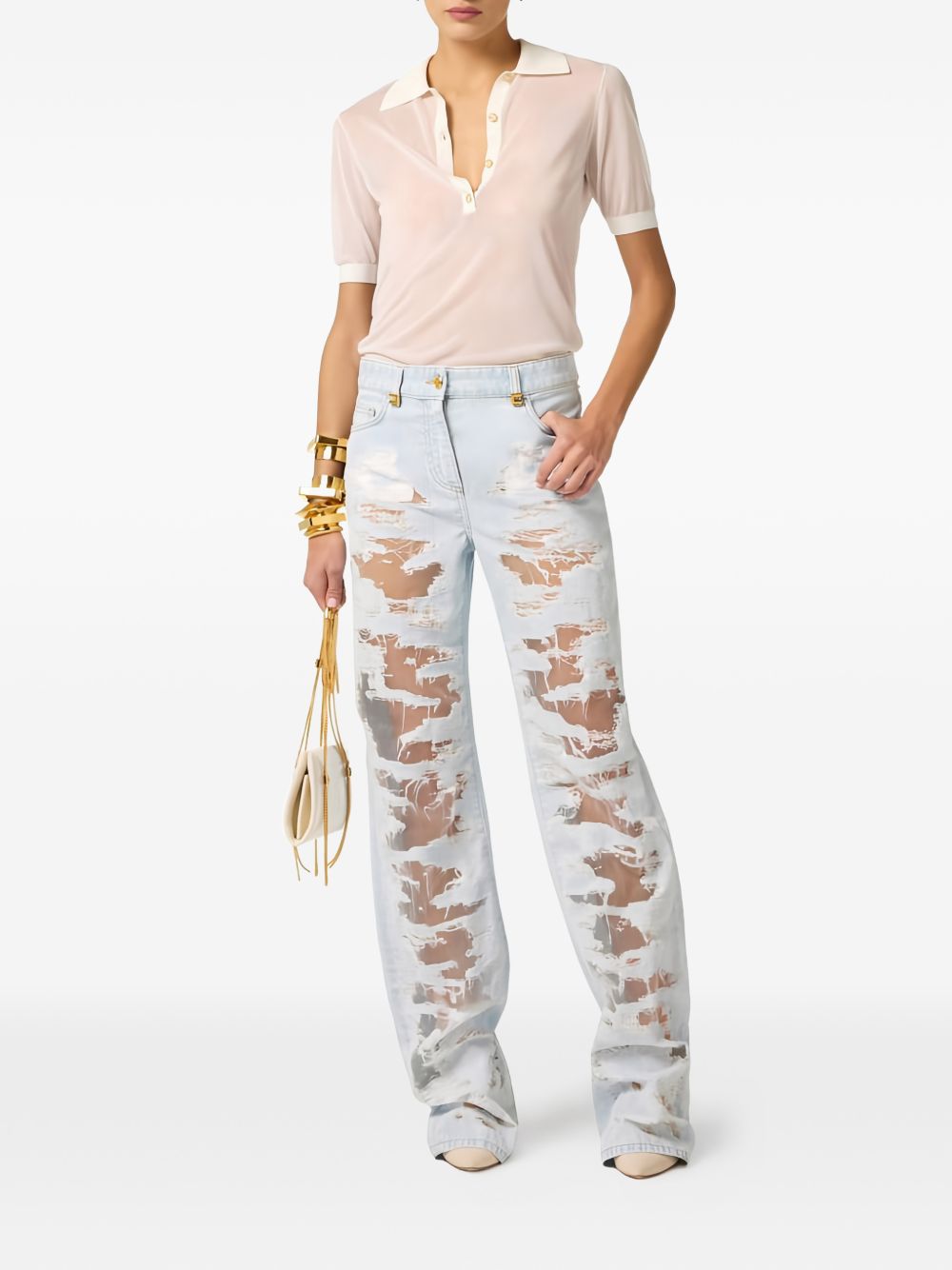 Elisabetta Franchi Denim Jeans — Light Blue Palazzo