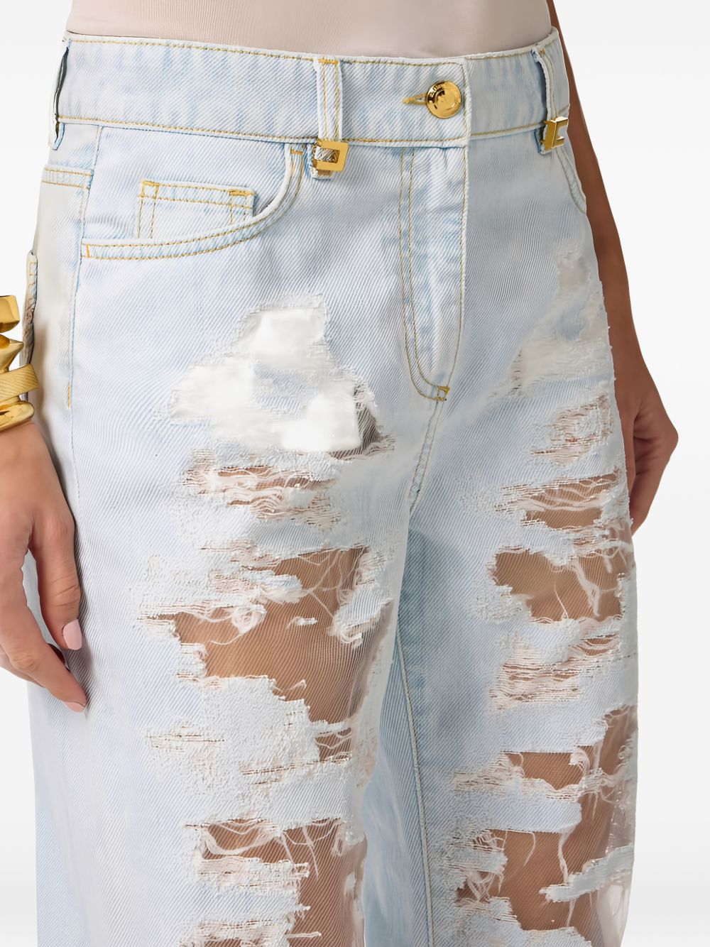 Elisabetta Franchi Denim Jeans — Light Blue Palazzo