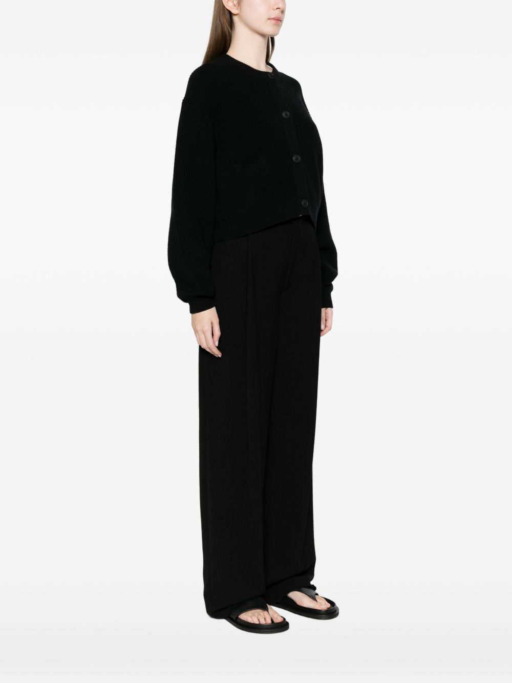 Ct Plage Cotton Crewneck Cardigan – Black Topwear