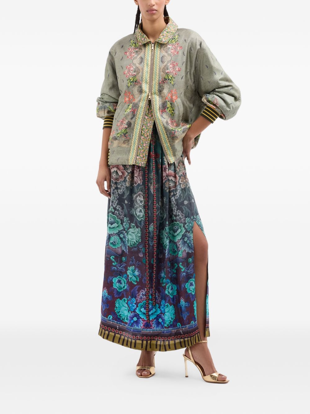 Pierre Louis Mascia Printed Silk Dress — Floral Belted