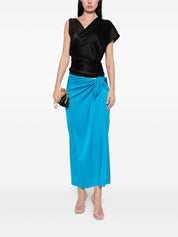 Silk95Five Silk Skirt — French Tie High-Waist Azzurro