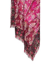 Pierre Louis Mascia Pink Floral Silk Scarf — Fringed Edge
