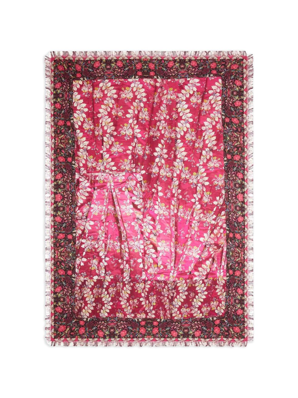 Pierre Louis Mascia Pink Floral Silk Scarf — Fringed Edge