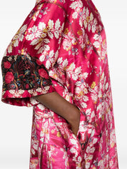 Pierre Louis Mascia Silk V‑Neck Dress with Border Print