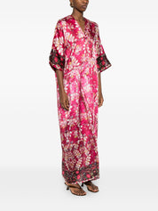 Pierre Louis Mascia Silk V‑Neck Dress with Border Print