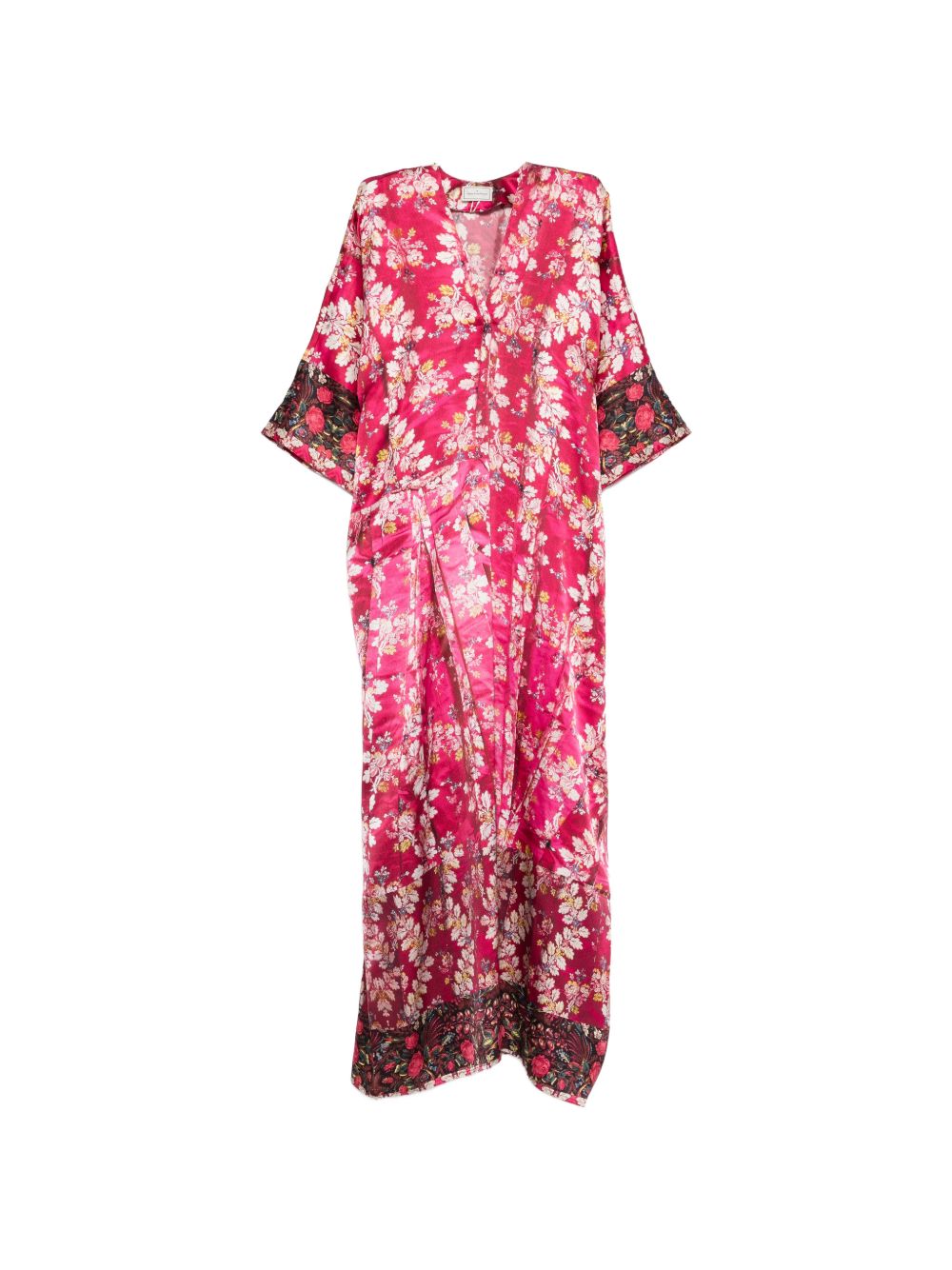 Pierre Louis Mascia Silk V‑Neck Dress with Border Print