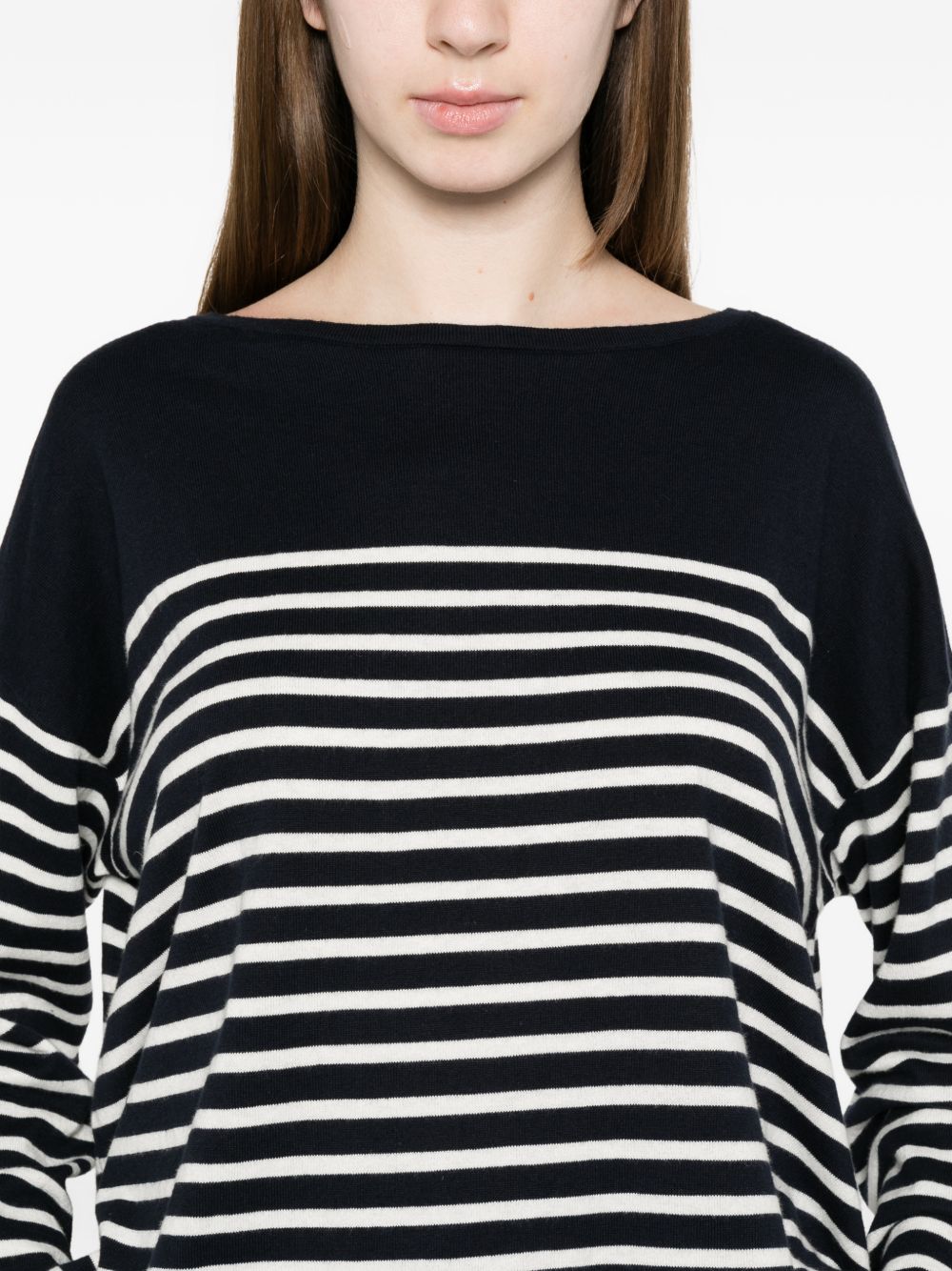 Ct Plage Striped Cotton Sweater for Women — Blue Topwear