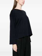 Ct Plage Sweaters — Blue Cotton Boat-Neck Topwear