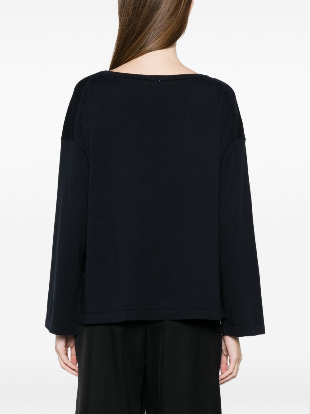 Ct Plage Sweaters — Blue Cotton Boat-Neck Topwear