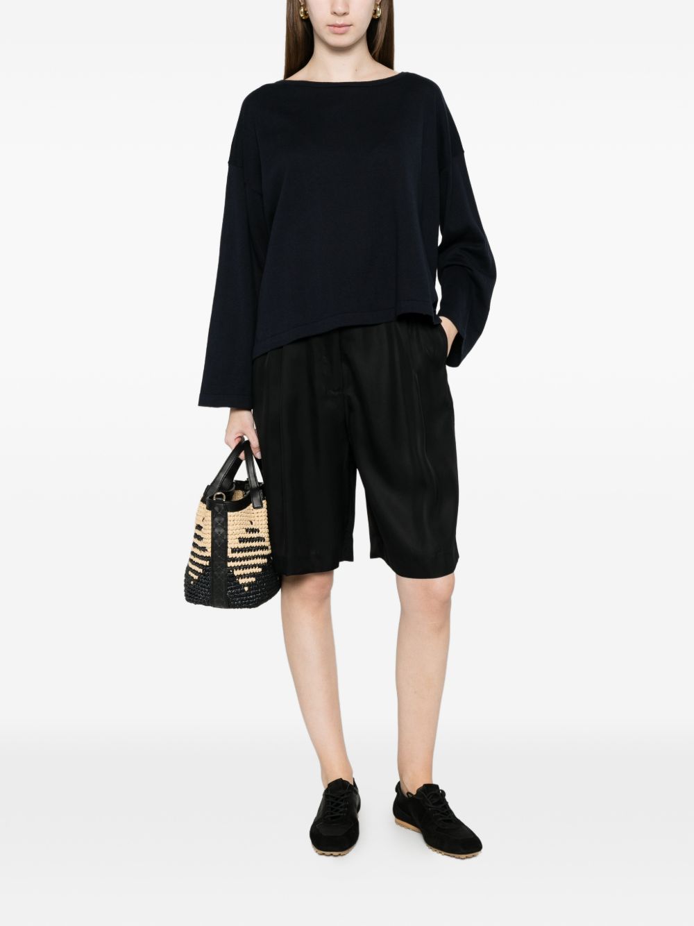 Ct Plage Sweaters — Blue Cotton Boat-Neck Topwear