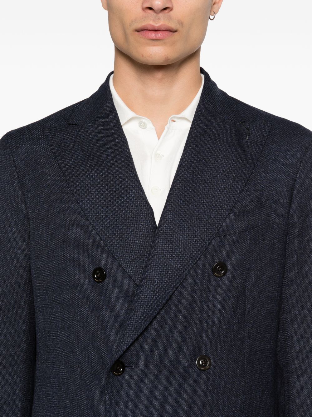 Boglioli Wool Double-Breasted Jacket for Men — Blue