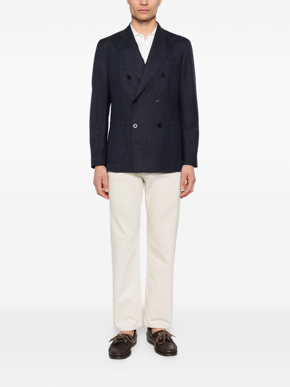 Boglioli Wool Double-Breasted Jacket for Men — Blue