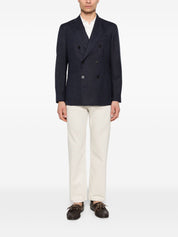 Boglioli Wool Double-Breasted Jacket for Men — Blue