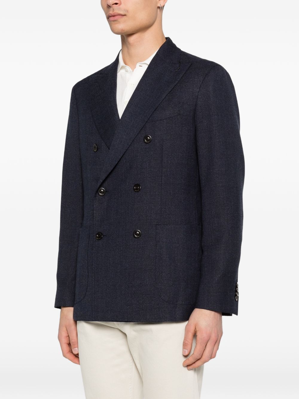 Boglioli Wool Double-Breasted Jacket for Men — Blue