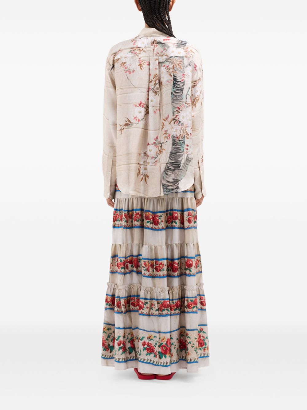Pierre Louis Mascia Printed Silk Shirt — Beige, Relaxed Fit