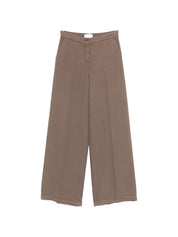 Via Masini 80 Trousers — Linen Wide‑Leg Brown