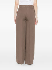 Via Masini 80 Trousers — Linen Wide‑Leg Brown