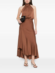 Silk95Five Sirene Silk Skirt — Light Brown Asymmetric