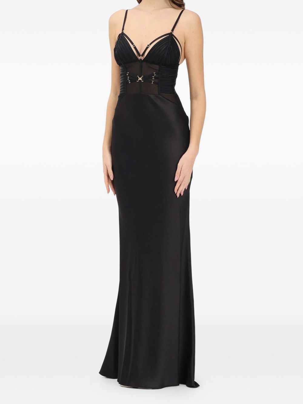 Elisabetta Franchi Long Dress — Black Embellished