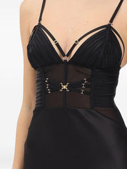 Elisabetta Franchi Long Dress — Black Embellished