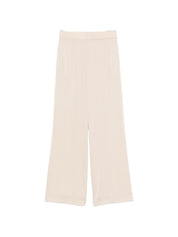 Silk95Five Amalfi Silk Trousers — Beige Wide Leg