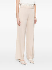Silk95Five Amalfi Silk Trousers — Beige Wide Leg