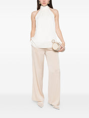 Silk95Five Amalfi Silk Trousers — Beige Wide Leg