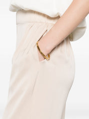 Silk95Five Amalfi Silk Trousers — Beige Wide Leg