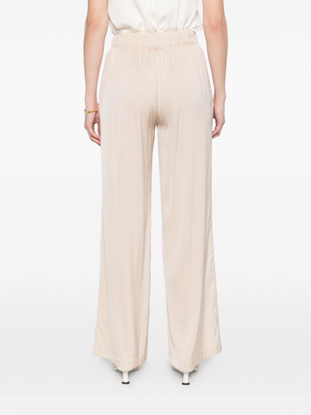 Silk95Five Amalfi Silk Trousers — Beige Wide Leg