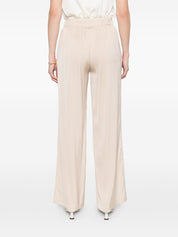 Silk95Five Amalfi Silk Trousers — Beige Wide Leg