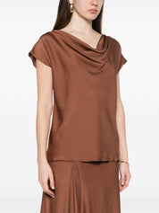 Silk95Five Silk Top — Mizner Cowl Neck (Light Brown)