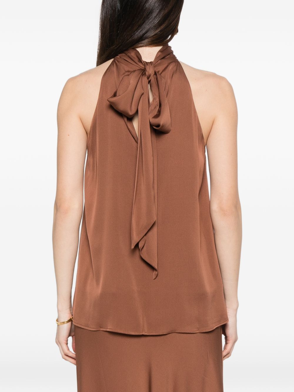 Silk95Five Villette Silk Top – Light Brown Halterneck