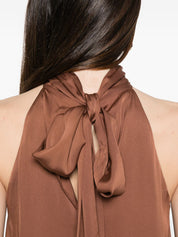 Silk95Five Villette Silk Top – Light Brown Halterneck