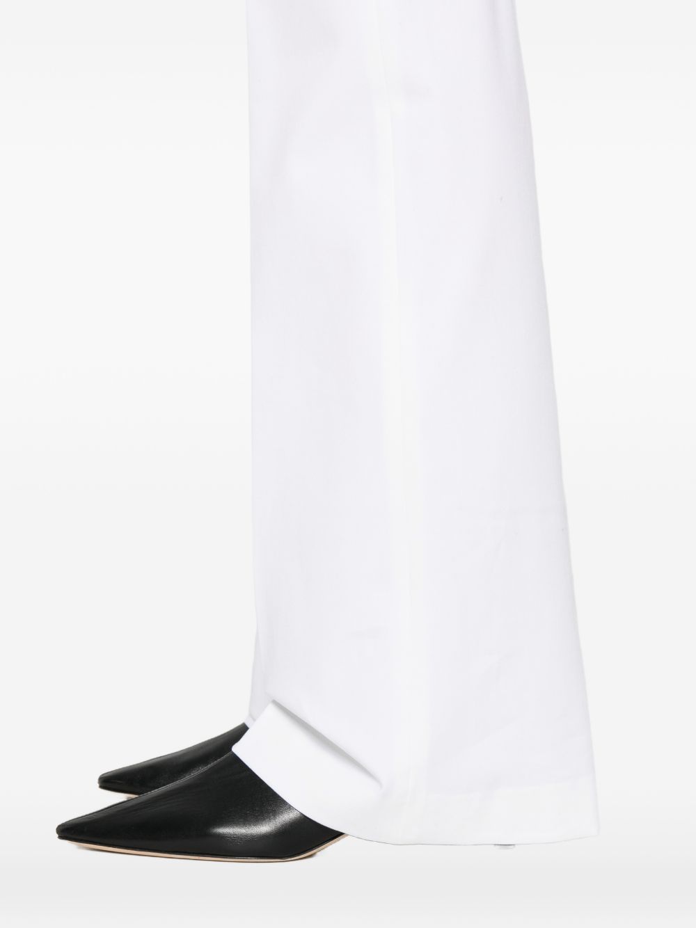 Via Masini 80 Trousers – Cotton Wide‑Leg Off‑White
