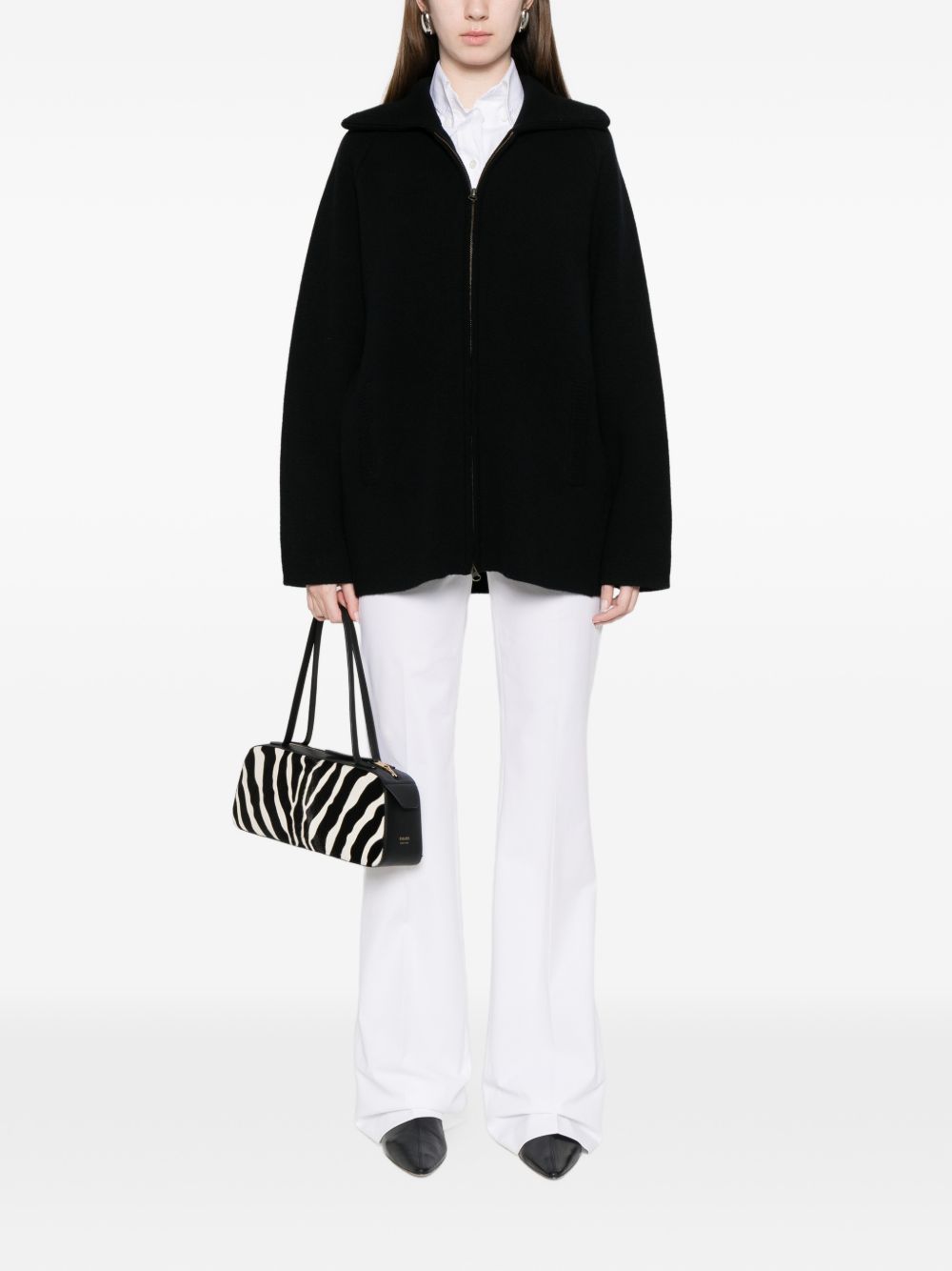 Via Masini 80 Trousers – Cotton Wide‑Leg Off‑White