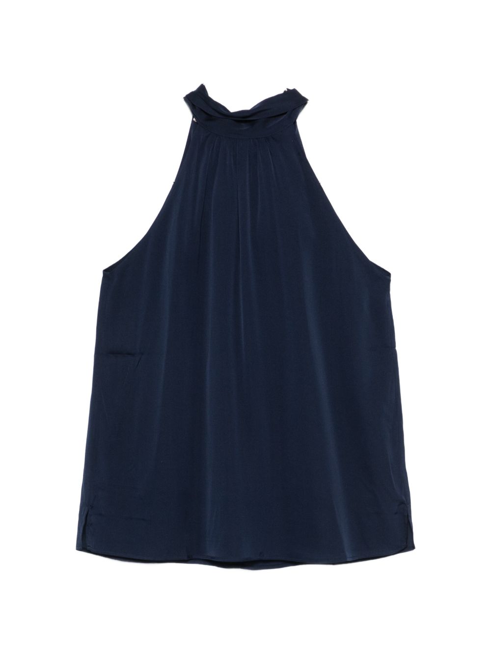 Silk95Five Villette Silk Top — Blu Scuro High Neck