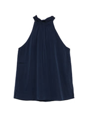 Silk95Five Villette Silk Top — Blu Scuro High Neck