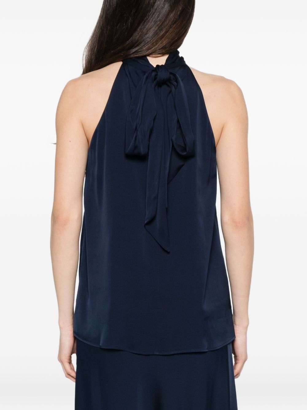 Silk95Five Villette Silk Top — Blu Scuro High Neck