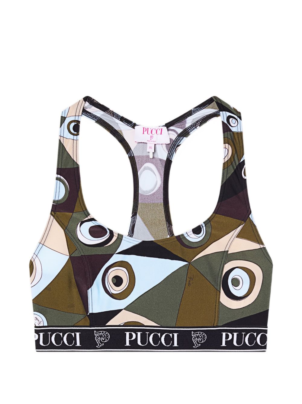 Pucci Printed Bralette Topwear — Khaki & Blue, New In