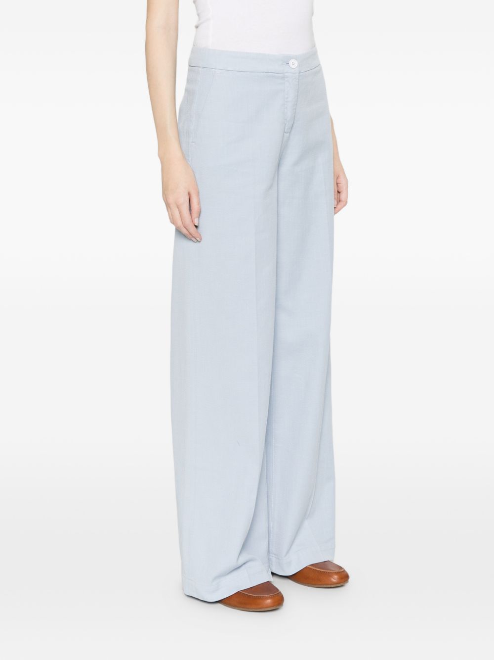 Via Masini 80 Cotton Wide-Leg Trousers — Azzurro, €195