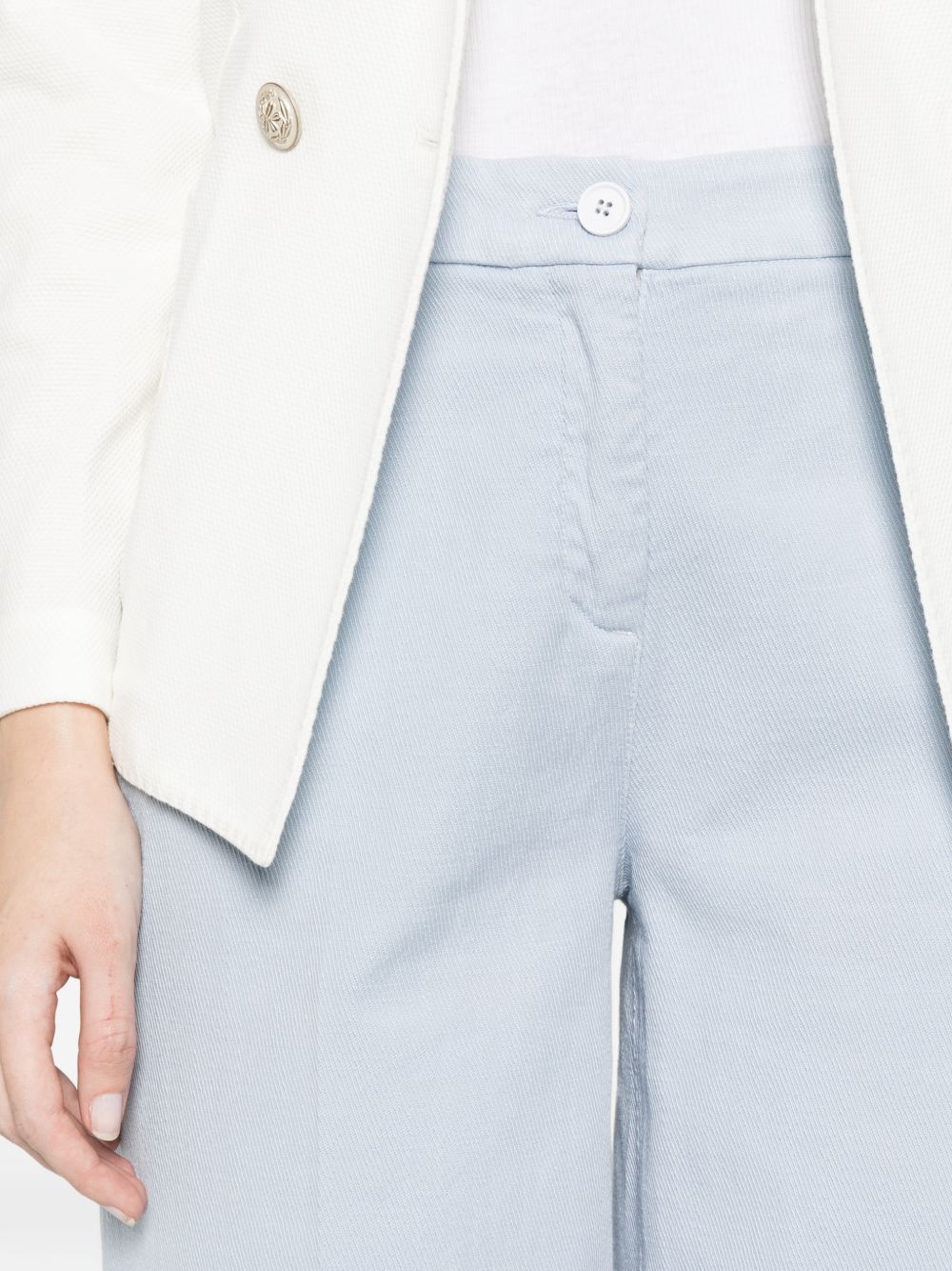 Via Masini 80 Cotton Wide-Leg Trousers — Azzurro, €195