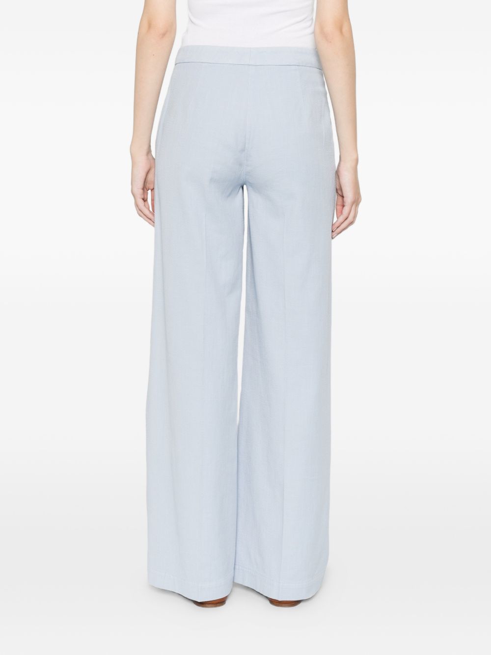 Via Masini 80 Cotton Wide-Leg Trousers — Azzurro, €195