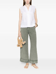 White Sand Linen Trousers — Grey Cuffed Hem (New In)