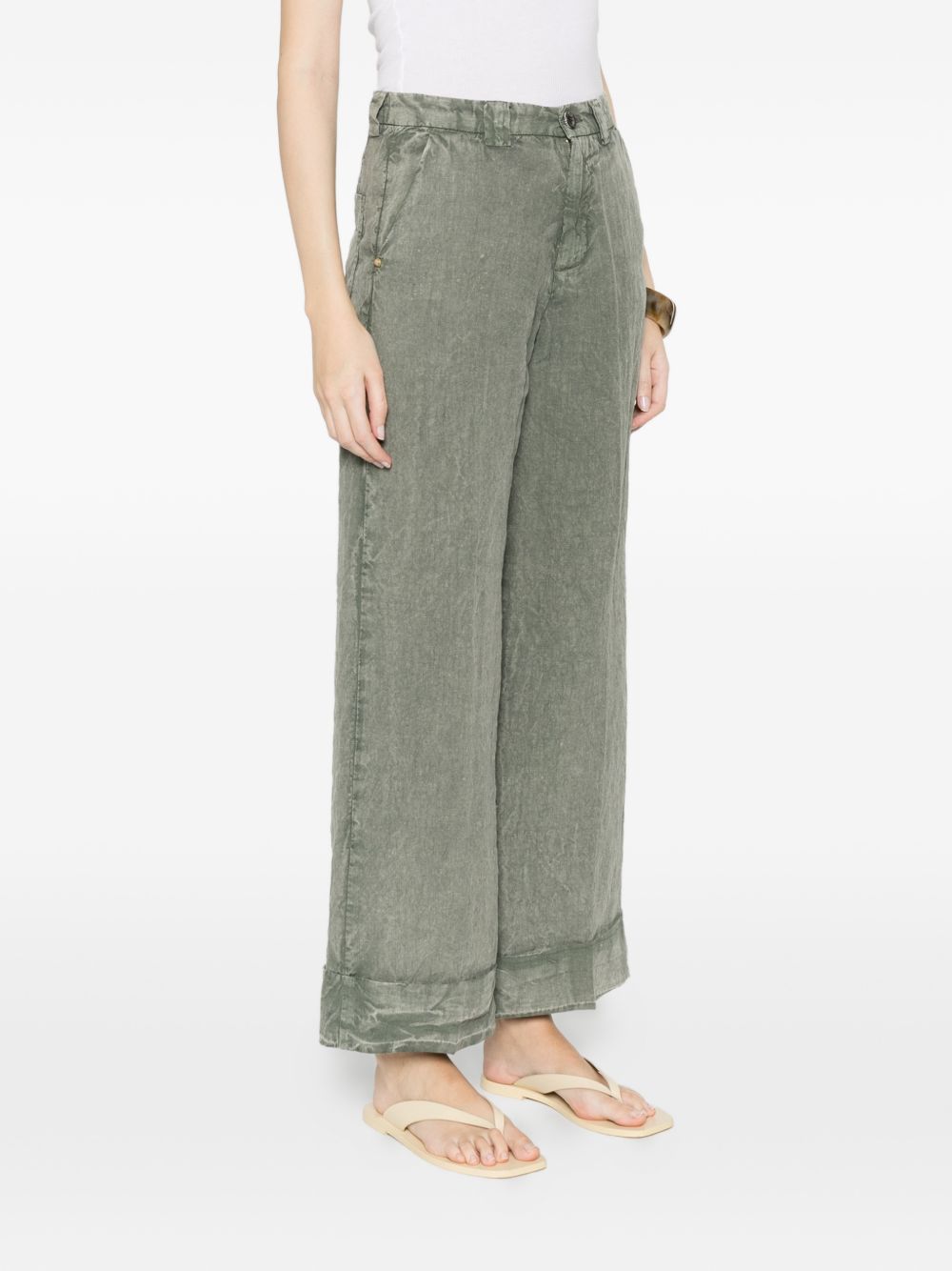 White Sand Linen Trousers — Grey Cuffed Hem (New In)