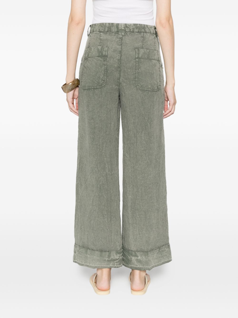 White Sand Linen Trousers — Grey Cuffed Hem (New In)