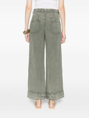 White Sand Linen Trousers — Grey Cuffed Hem (New In)