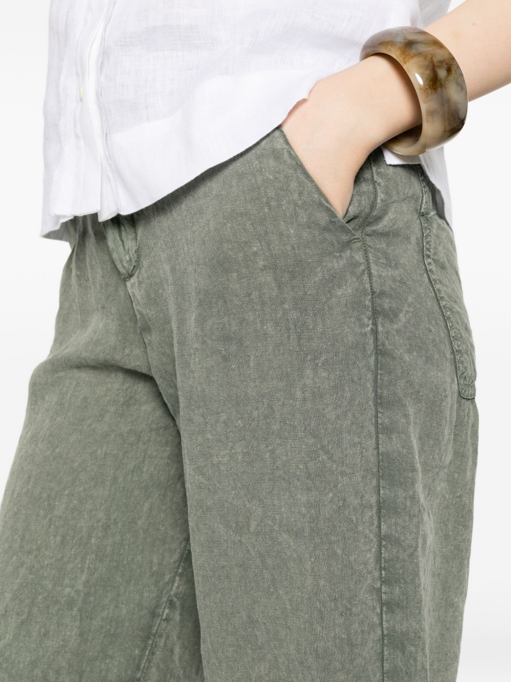 White Sand Linen Trousers — Grey Cuffed Hem (New In)