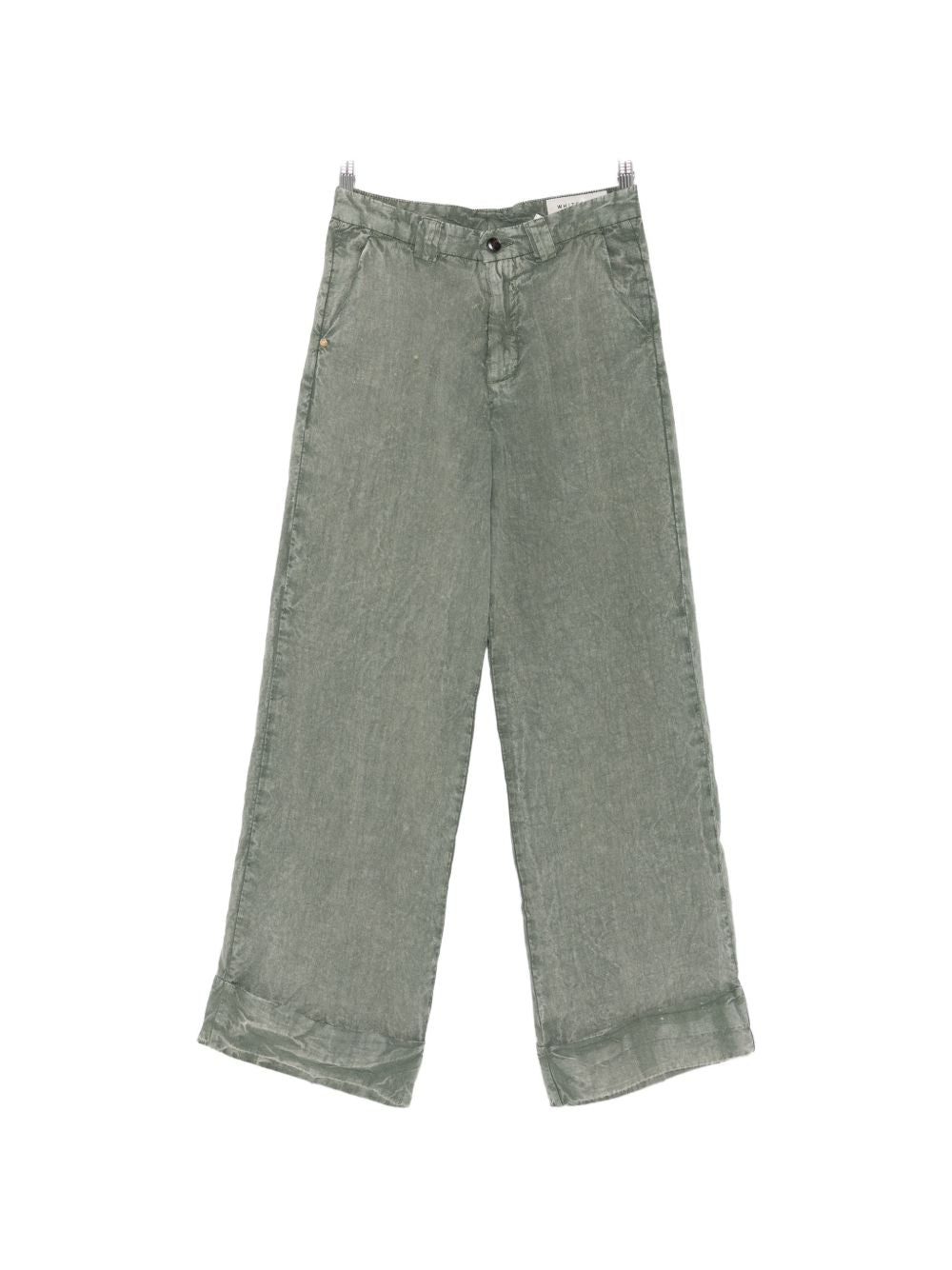 White Sand Linen Trousers — Grey Cuffed Hem (New In)